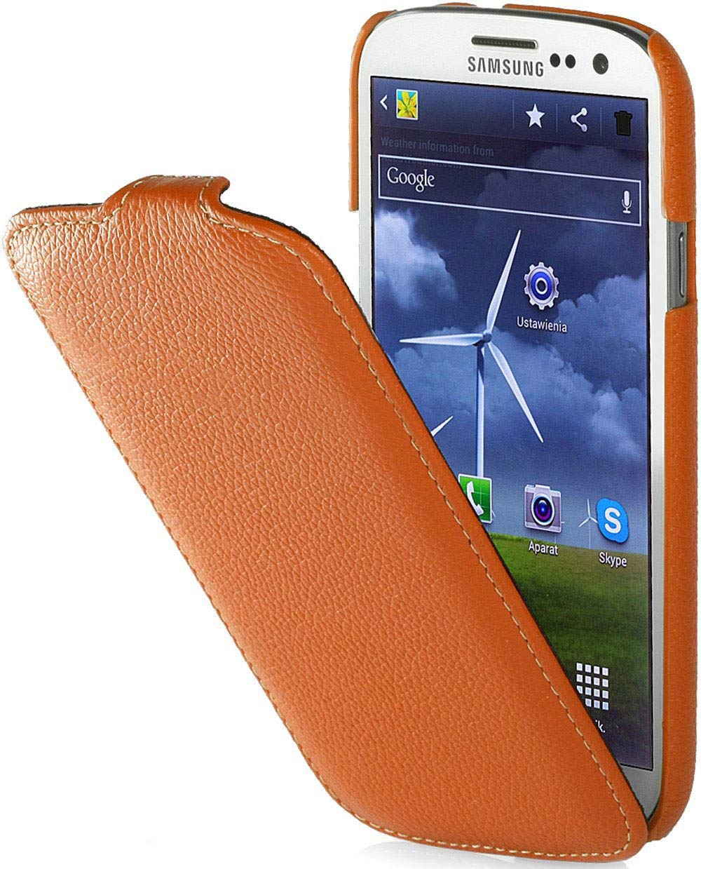 StilGut® UltraSlim, Leather Case for Samsung Galaxy S3, Orange