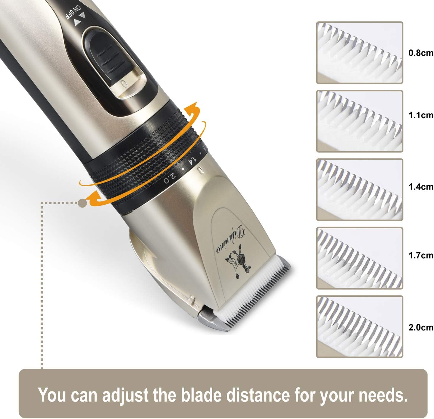 DIFUNINA Quiet Rechargeable Dogs Clippers Grooming Trimming Kit Set with Long Life Battery Use and Portable Vevet Pouch for Free for Small Middle Large Dogs and Cats Pets - Gold