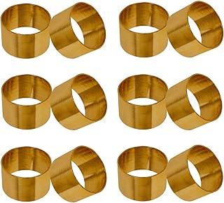 SKAVIJ Serviettenring 12er Set für Erntedankfest, Weihnachten, Feiertage, Esstischdekoration Handgefertigte Metall Solide Serviettenhalte (Gold)