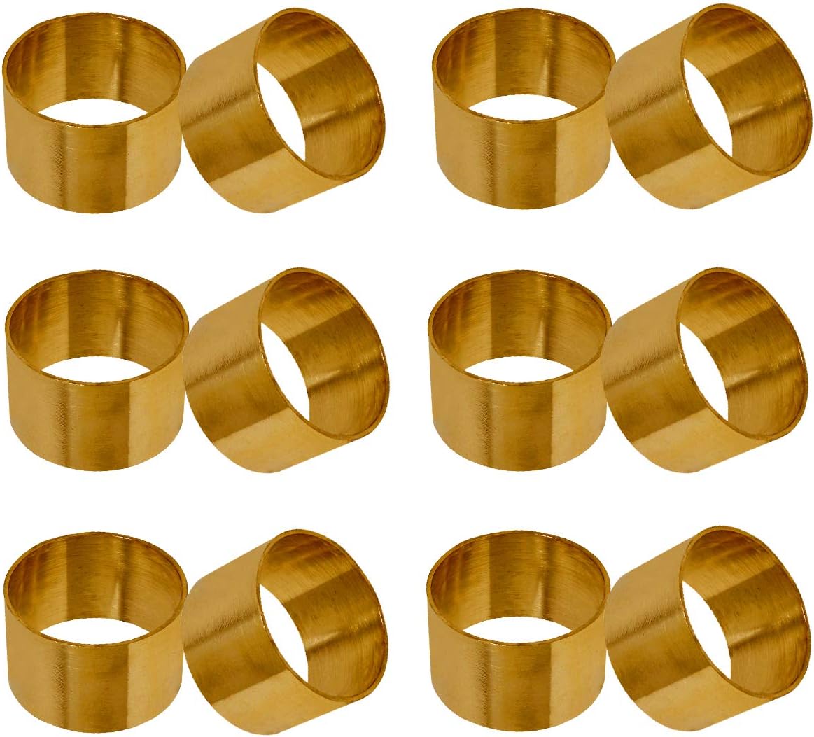 SKAVIJ Serviettenring 12er Set für Erntedankfest, Weihnachten, Feiertage, Esstischdekoration Handgefertigte Metall Solide Serviettenhalte (Gold)