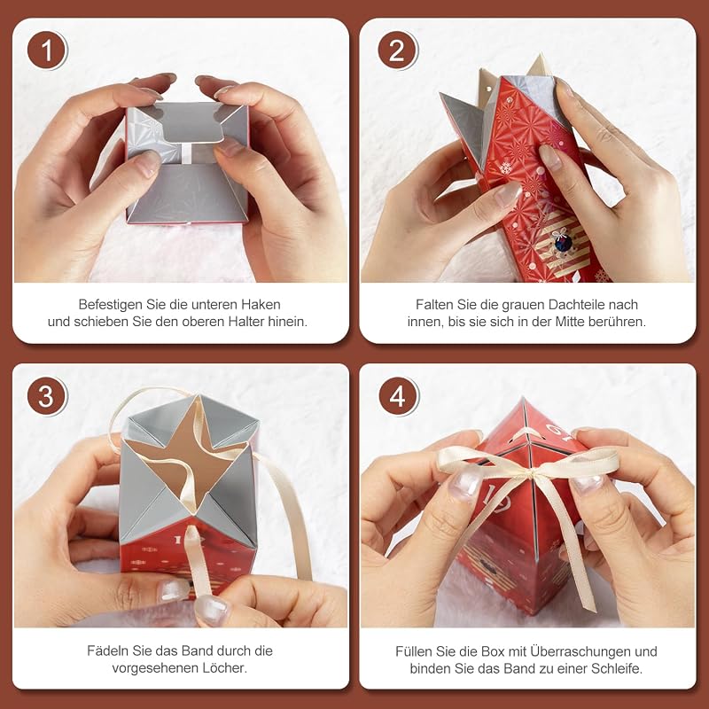 Adventskalender zum Befüllen, Adventskalender zum Selbstbefüllen mit 25 Häuser und Kartons, DIY Weihnachtskalender zum Basteln, adventskalender Geschenk Tüten Kinder Mädchen Frauen Erwachsene