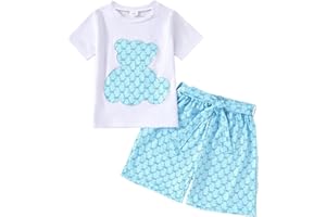 GOLLUNER Kid Toddler Boy Summer Clothes Hawaiian Jungle Short Sleeve T-Shirt + Shorts 2PC Summer Outfits Set