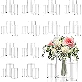 36pcs Glass Vase Cylinder for Centerpieces Small Flower Glass Clear Home Decor Centerpiece Table Flower Vase Decorations for Wedding＆Holiday 4,4.7,6Inch Tall