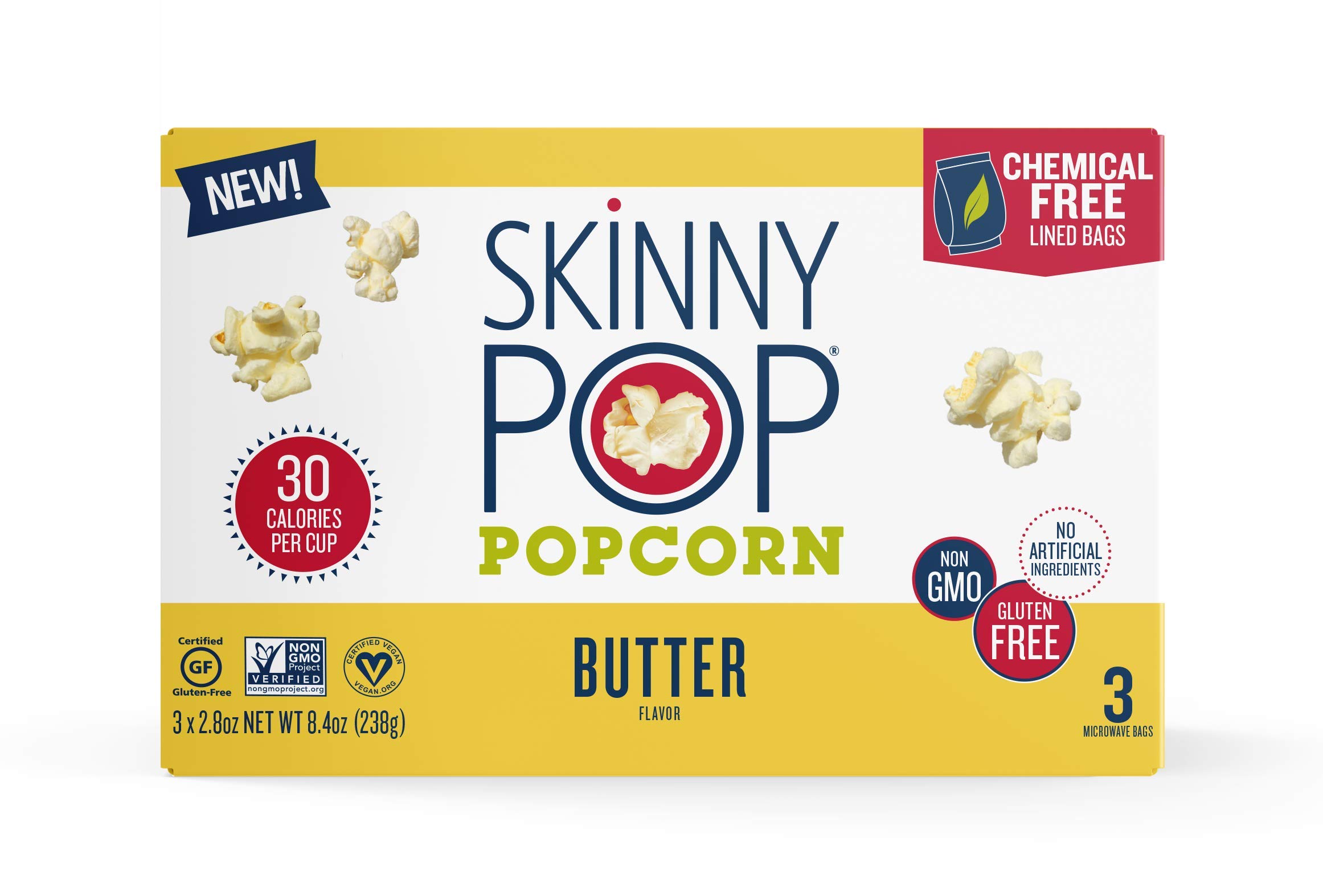 Photo 1 of *10/04/2026* SkinnyPop Butter Microwave Popcorn Bags, 2.8 oz (Pack of 3)