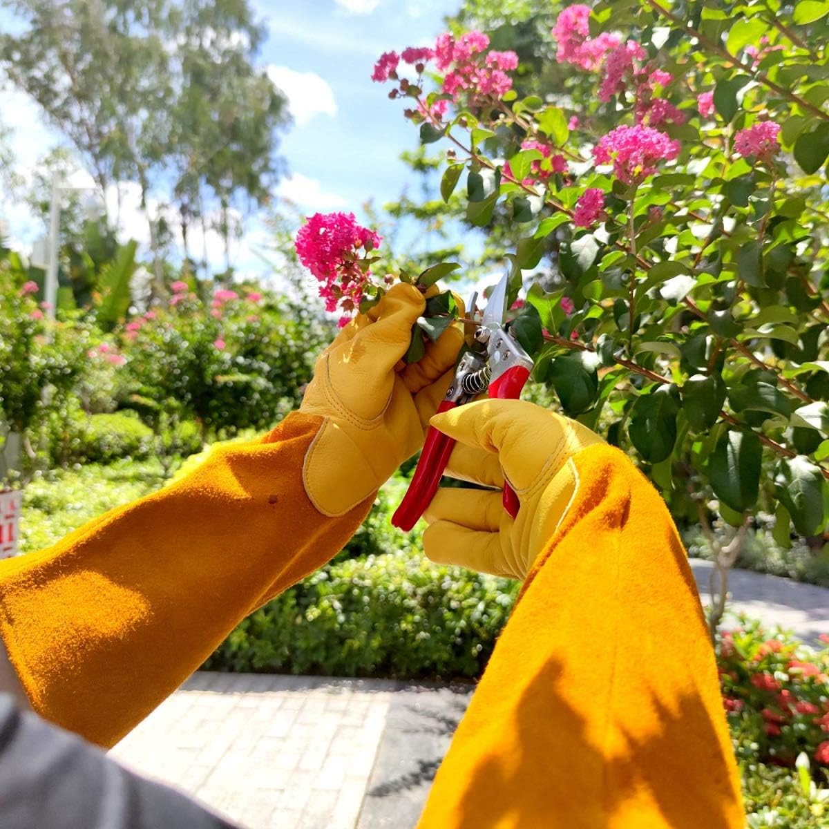 Long Gardening-Gloves Women/Men-Thorn proof Rose Pruning Heavy Duty Gauntlet-L: Home Improvement