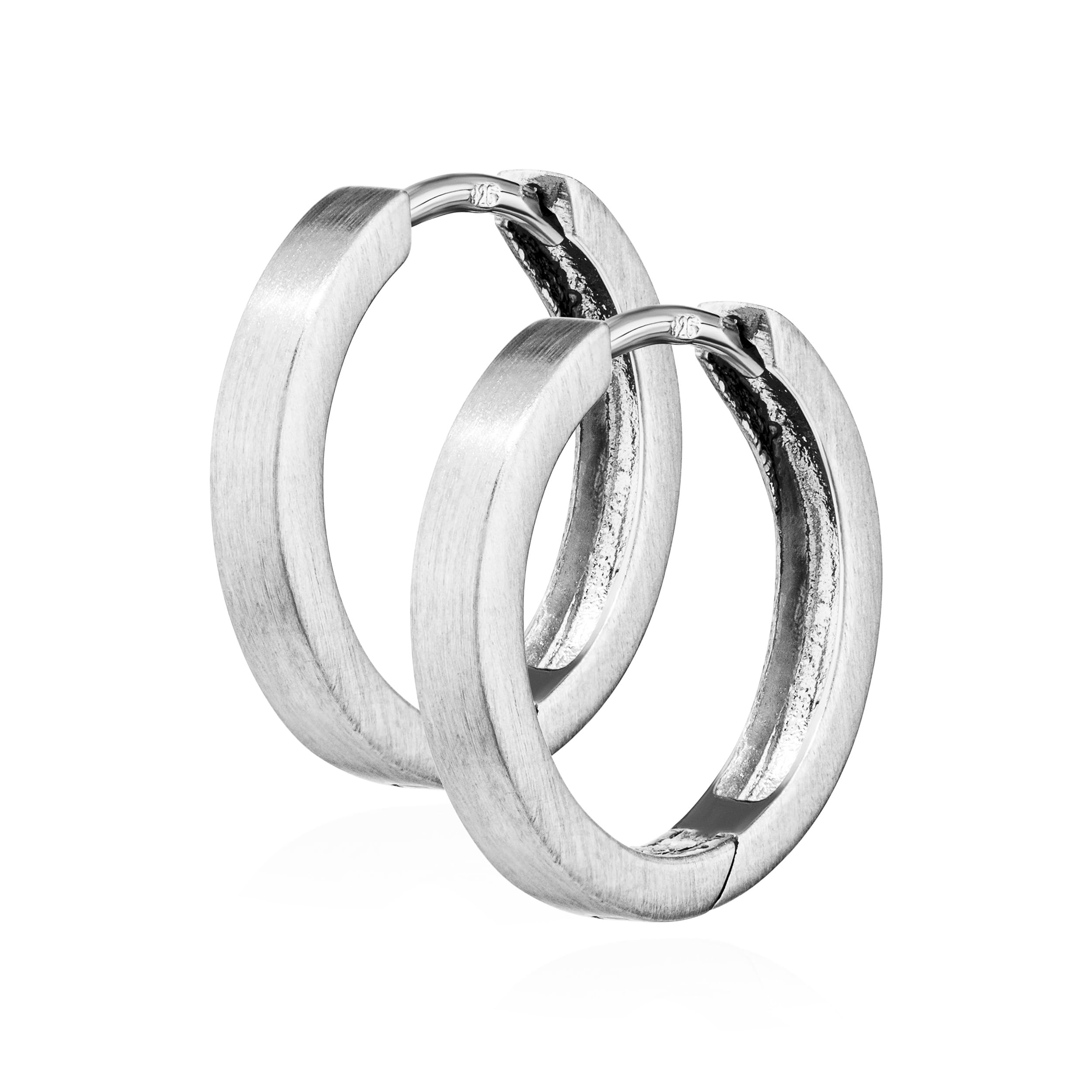 NKlaus silver pair 925 sterling silver hinged earrings 16mm matt tarnish 4794