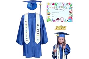 Anraocoss Kindergarten Graduation Cap Gown with 2025 Tassel Graduation Stole Certificate, for Preschool Children Kids