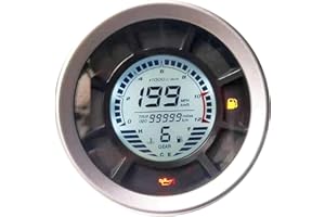 BLUERICE 6 Gear Digital Motorcycle Speedometer 199 Kph Mph Universal Speedometer Odometer Fuel Gauge Water Temperature Gauge with Mount