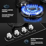 TopStrong 60cm Gas Hob 4 Burner Glass Wok NG/LPG Convertible with Safety view 3