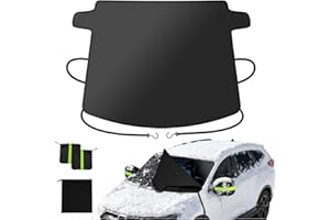 Zanch Windshield Cover for Ice and Snow [3-Second Snow Removal & 7-Layer Full Coverage] 6-Point Snowproof Fixation & Reflective Mirror Covers, Fits Sedans and Compact SUVs M (62'' x 49'')