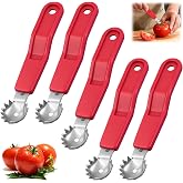 5 Pcs Tomato Corer Tool Strawberry Huller Stem Remover, Handle with hole, Stainless Steel, Fruit Corer Tool for Tomato Strawberry