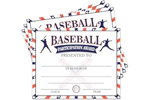 JIRIM-BEUTY Certificates of Achievement 25 Baseball Award Certificates Sports Achievement Award Certificates Encouraging Gift for Students Baseball Teams 8 x10 Inch Baseball Party Celebrate Supplies