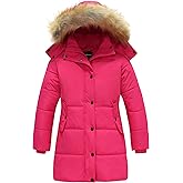 wantdo Girl's Winter Coat Long Puffer Jacket Fleece Parka with Hood Waterproof