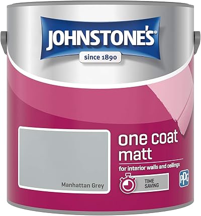 Johnstone's One Coat Matt Emulsion Paint Manhattan Grey 2.5L