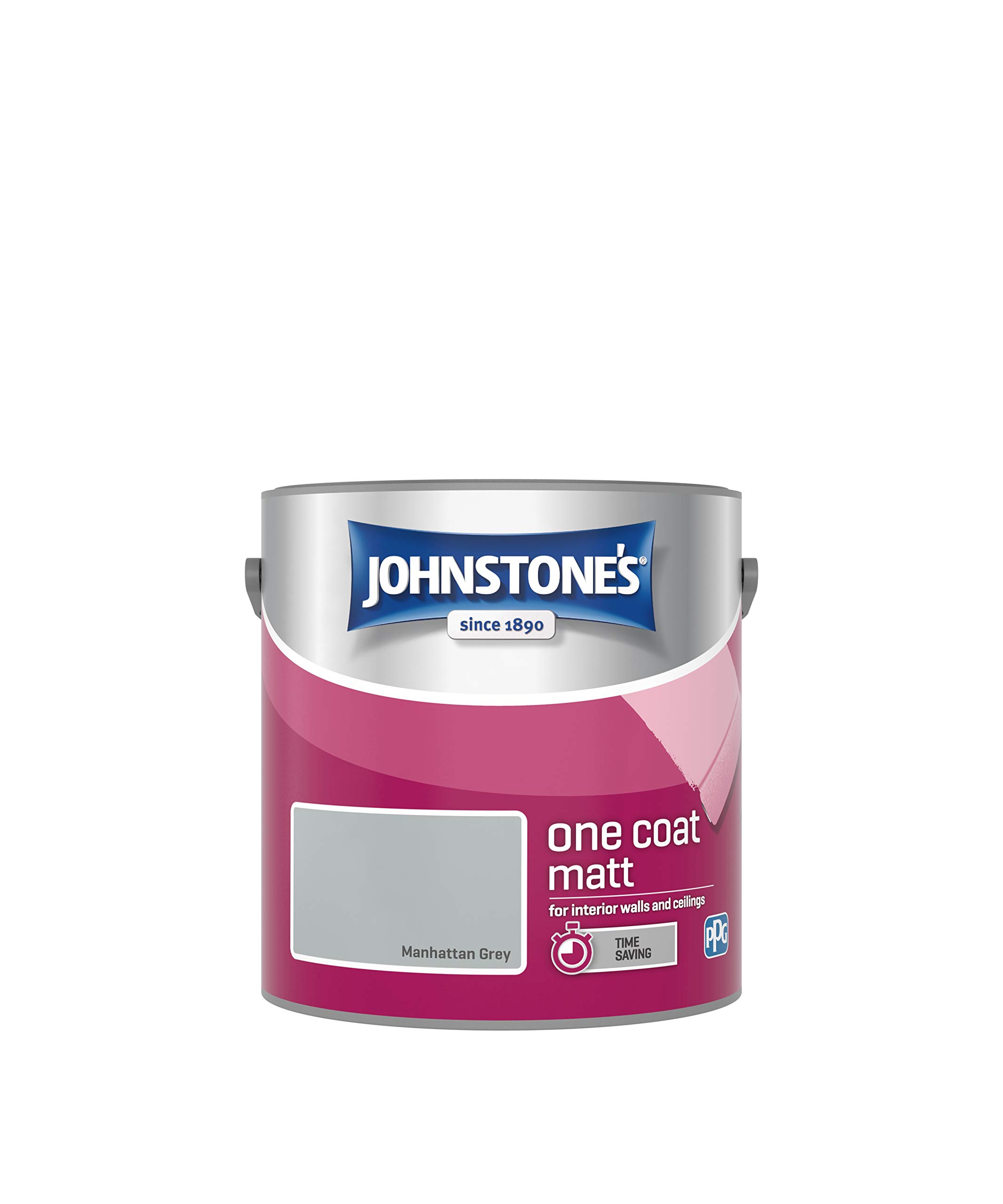 Johnstone's One Coat Matt Emulsion Paint - Manhattan Grey , 2.5L , 389522