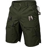Tooprvix Men's Work Shorts, Tactical Ripstop Cargo Shorts with 9 Pockets | Water-resistant 2-way stretch, double-stitched seams, quick-dry comfort for construction, hiking, fishing, golf and travel