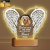 AUBAO Custom Pet Memorial Night Light Gift Personalized Dog Cat Acrylic Plaque Photo Frame Sympathy Gift Condolence Gifts with Picture Name(Love Wings)