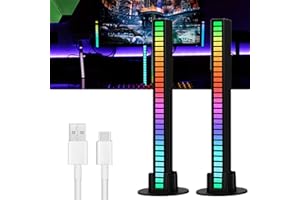 2Pack Wireless Sound Activated RGB Light Bar, 16/32 Bit LED Sound Control Pickup Rhythm Lights, Music Sound Activated Light B