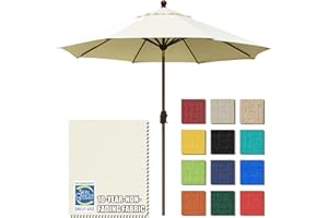 EliteShade USA 10-Year-Non-Fading 9Ft Market Umbrella Patio Umbrella Outdoor Table Umbrella with Ventilation, Natural