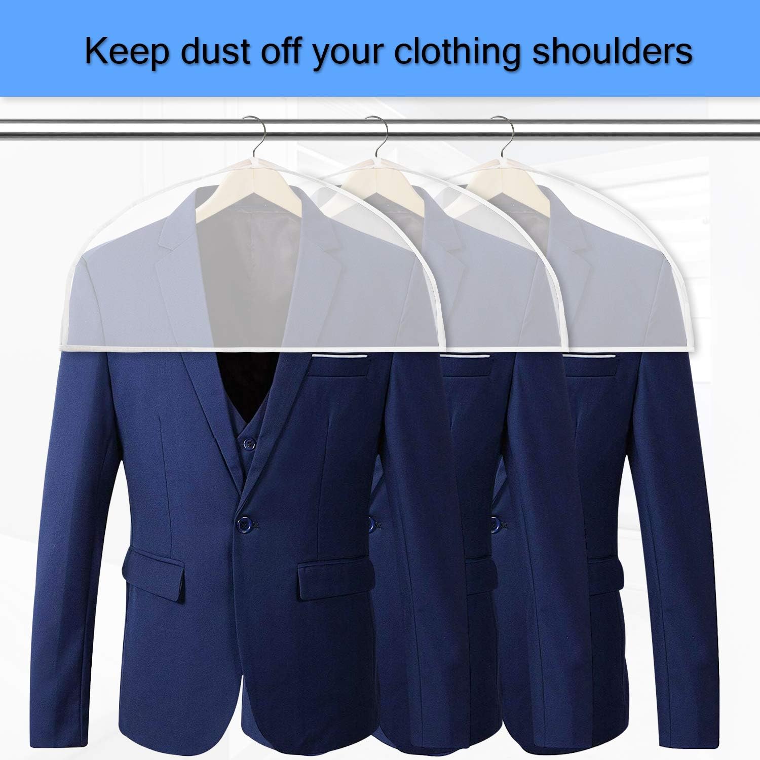 ZILINK Shoulder Covers for Clothes (Set of 15) Breathable Garment Dust Covers Protectors with 2" Gusset for Suit, Coats, Jackets, Dress Closet Storage: Home & Kitchen