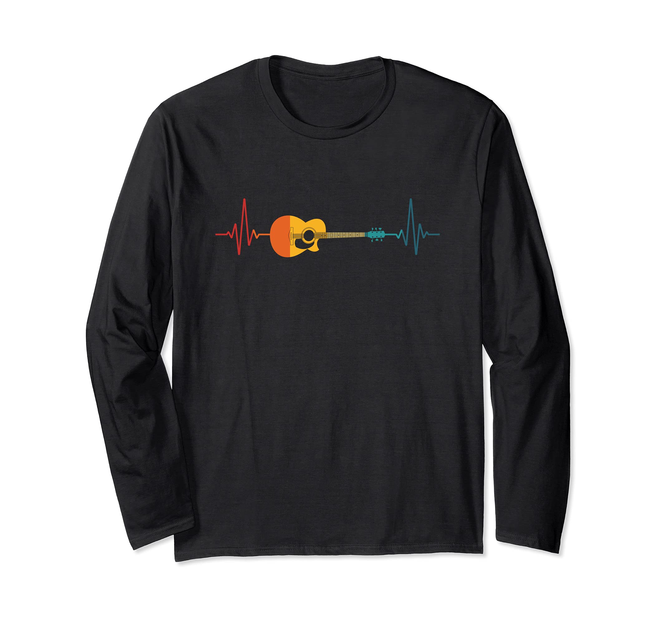 Guitarist Heartbeat Musician Guitar Player Colorful Guitar Long Sleeve T-Shirt