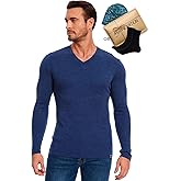 MERINNOVATION Merino Wool Base Layer Mens - 100% Merino Wool Shirts for Men Lite - Midweight Long Sleeve V Neck T-Shirt