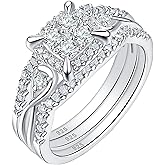 SHELOVES Infinity Sterling Silver Wedding Rings Set Round Cut Princess Cluster Cz for Women Sz 4-13