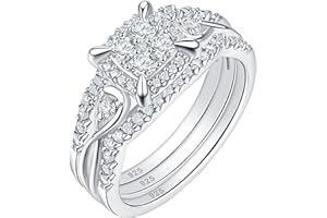 SHELOVES JEWELRY SHELOVES Infinity Sterling Silver Wedding Rings Set Round Cut Princess Cluster Cz for Women Sz 4-13
