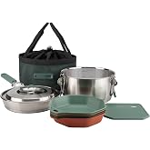 Gerber Gear ComplEAT Compact Cook Set - 10-Piece Camp Cookware for 2 | Ten pieces for two: 3.2 qt stock pot, 9-inch fry pan, detachable locking handle, bowls, lid, hot pad and bag.