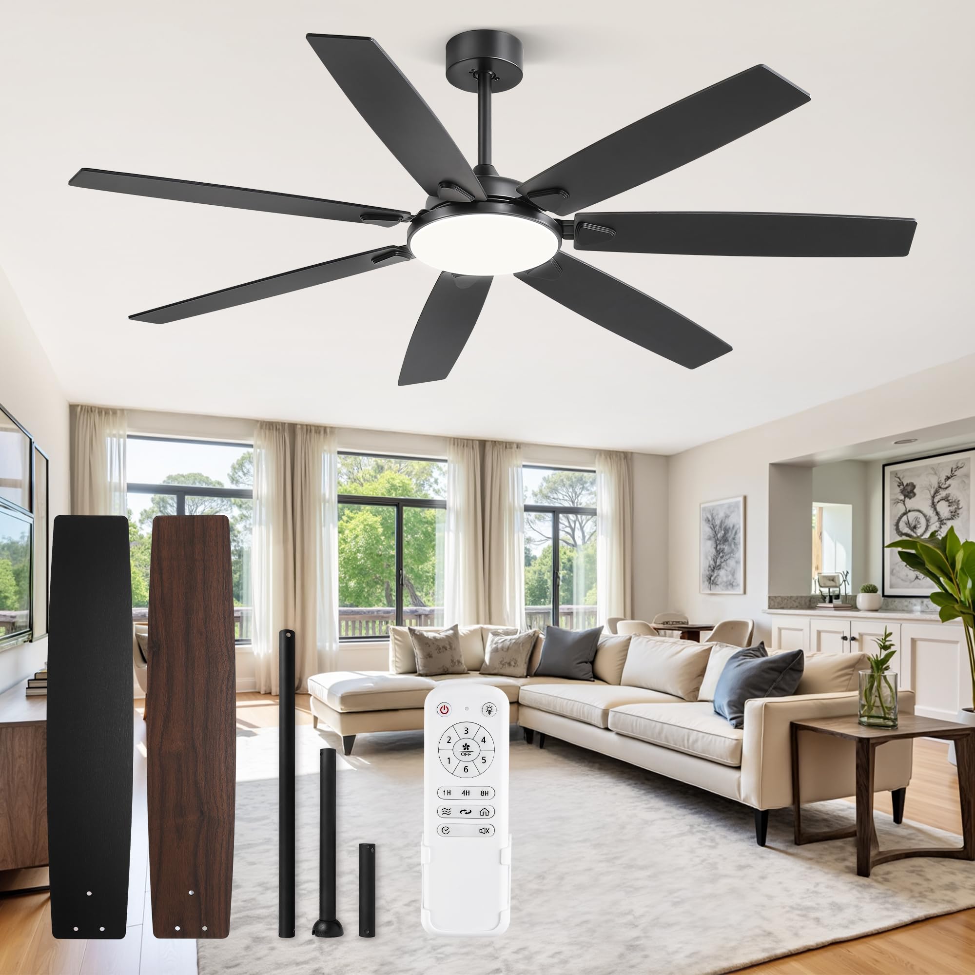 Photo 1 of ***SEE NOTES***
Fanbulous 62 Inch Large Ceiling Fans with Lights and Remote, Black Modern Ceiling Fan with 3CCT LED Light, Quiet DC Motor,Indoor/Outdoor Ceiling Fan with 7 Dual Finish Blades for Living Room, Patio