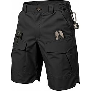 Tooprvix Men's Work Shorts, Tactical Ripstop Cargo Shorts with 9 Pockets | Water-resistant 2-way stretch, double-stitched sea