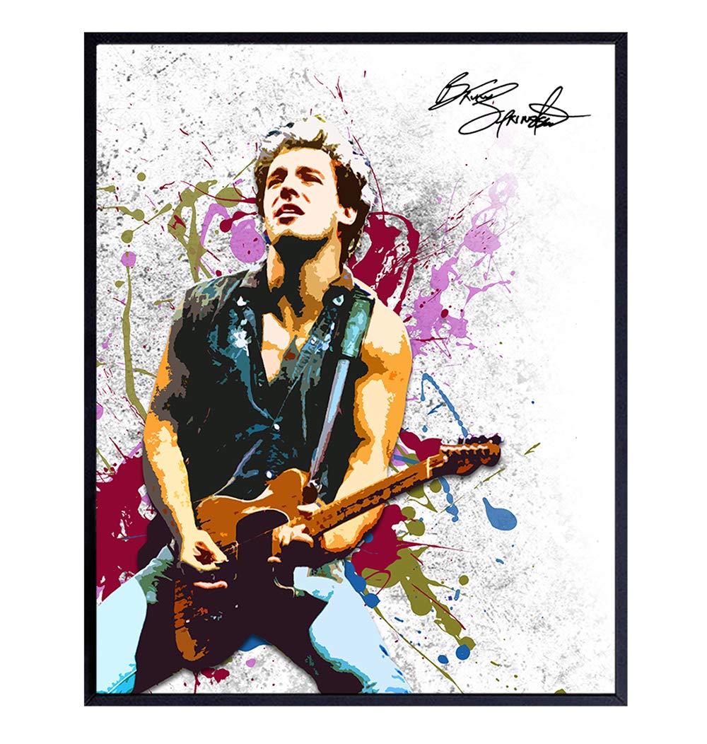 Bruce Wall Art Print Poster - Inexpensive Gift for Musicians, Boss, E Street Band and 80's, Eighties Music Fans - Unique Home Decor for Den, Man Cave, 8x10 Photo Unframed