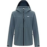 Gash Hao Mens Lightweight Softshell Waterproof Jacket Hooded Fleece Lined Warm Rain Hiking Outdoor Jacket Windbreaker