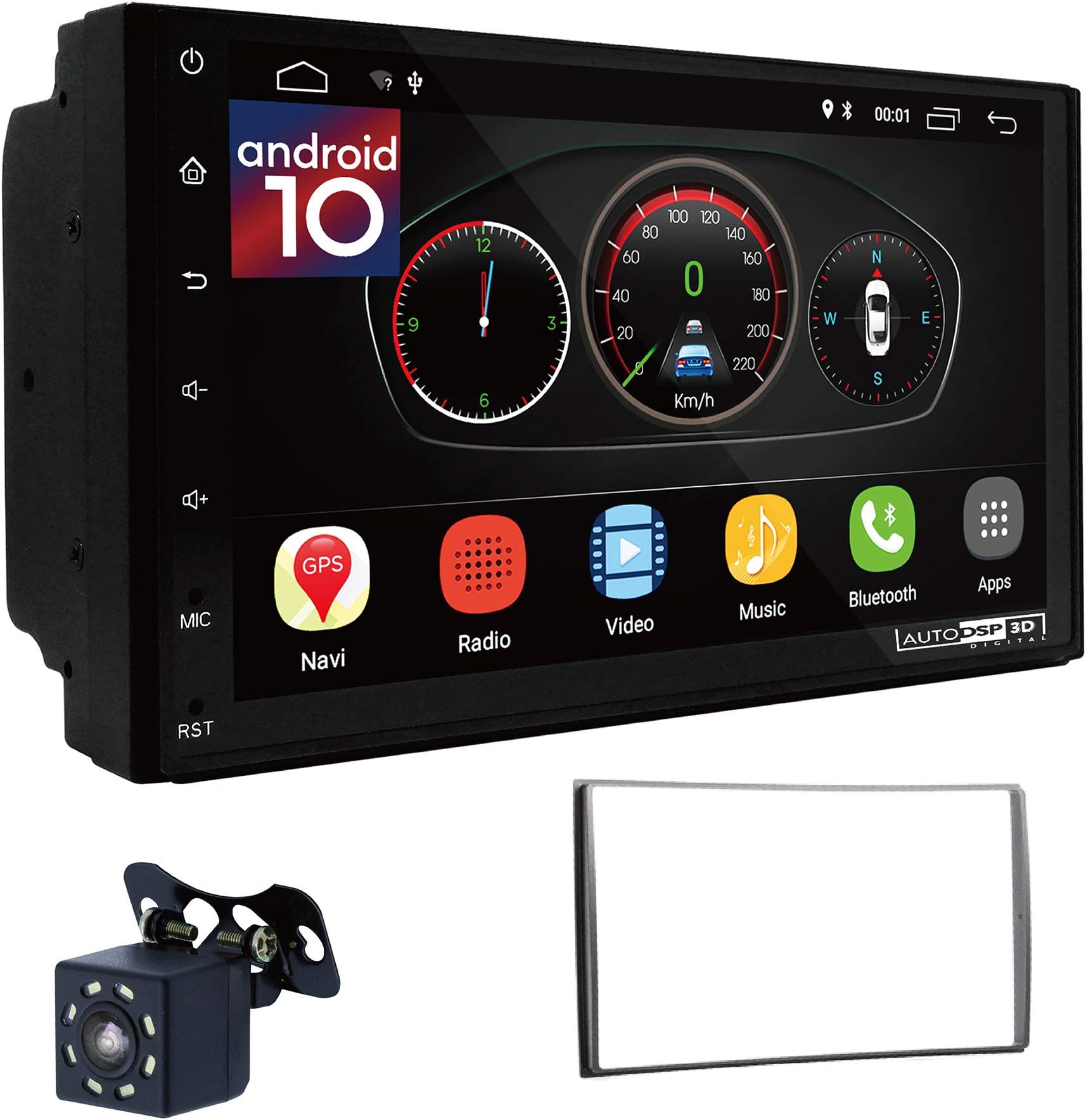 UGAR EX10 7" Android 10 DSP Car Stereo Radio Plus 11-123 Fascia Kit Compatible with NISSAN Almera, Latio, Sunny 2012+; Tiida 2004-2010; X-Trail 2001-2014; Qashqai 2007-2013, Patrol 1997-2009; Juke 201