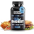 Gains in Bulk Total Digest, Digestive Enzymes, Prebiotics and Probiotics for Digestive Health, Bloating Support, Gut Health for Women and Men, Promotes Protein, Carb and Fat Digestion, 90 Capsules