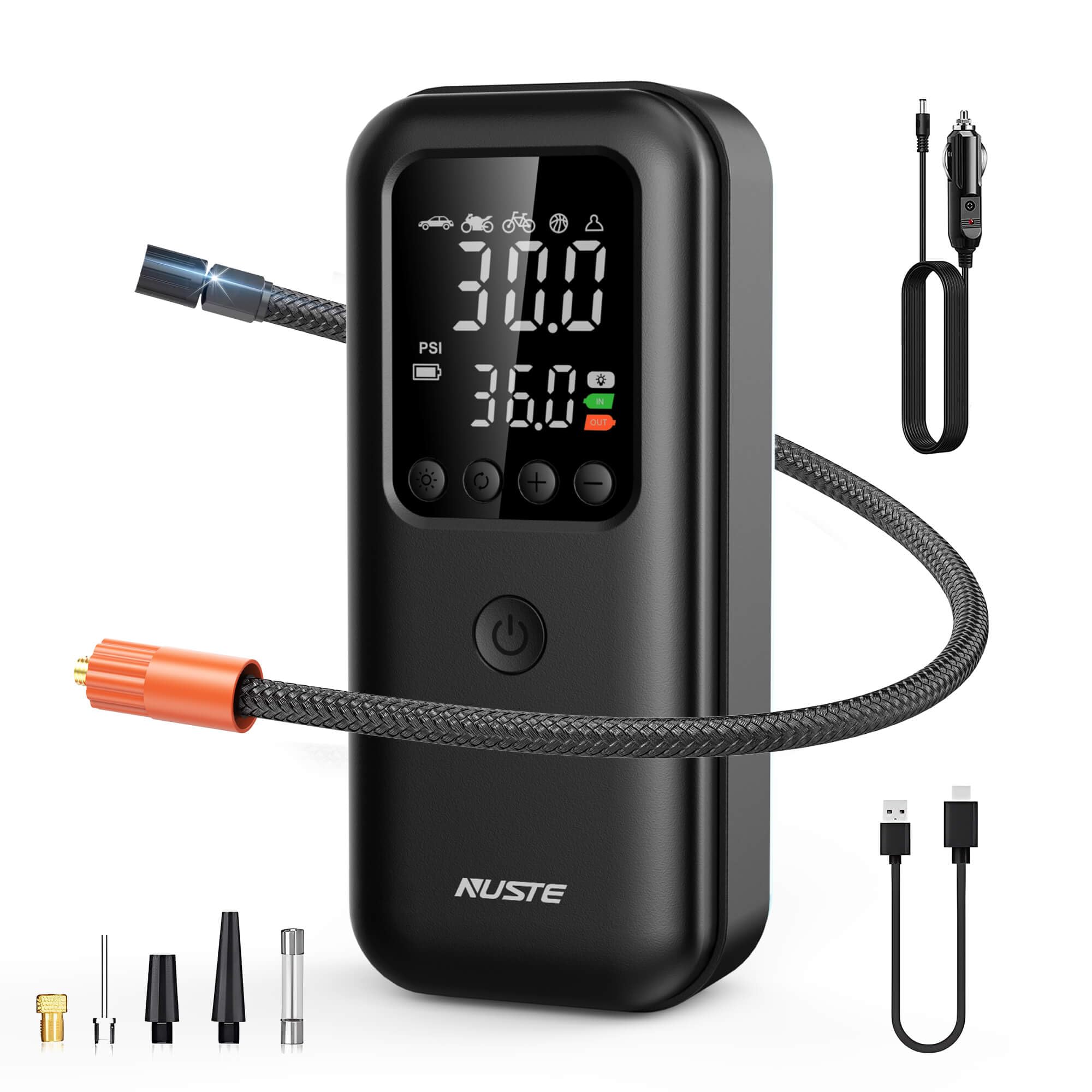 Portable Air Compressor Tire Inflator - 150 PSI Cordless Pump With 10000mAh Battery For Car, Bike & Balls