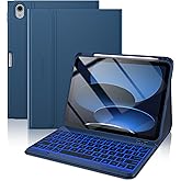 typecase Folio iPad 11th/10th Gen Keyboard Case (11" A16 2025 & 10.9" 2022) – Magnetic Wireless Detachable Keyboard, 7-Color Backlight, Thin & Light, Pencil Holder – Marine Blue