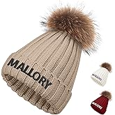 lanleay Personalized Baby Beanies Winter Embroidered Hats for Boys Girls - Custom Name Toddler Beanies for Baby Kids Adults