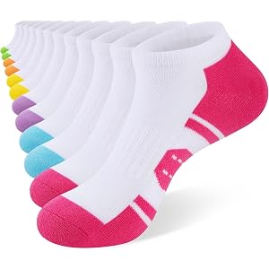eallco Ankle Socks for Women Cotton Running Athletic Low Cut Socks with Cushioned 6 Pairs
