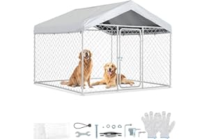 VEVOR Outdoor Dog Kennel, 6.56 x 6.56 x 5.25 ft Large Dog Kennel with Secure Lock, Outside Dogs Enclosures with UV-Resistant 