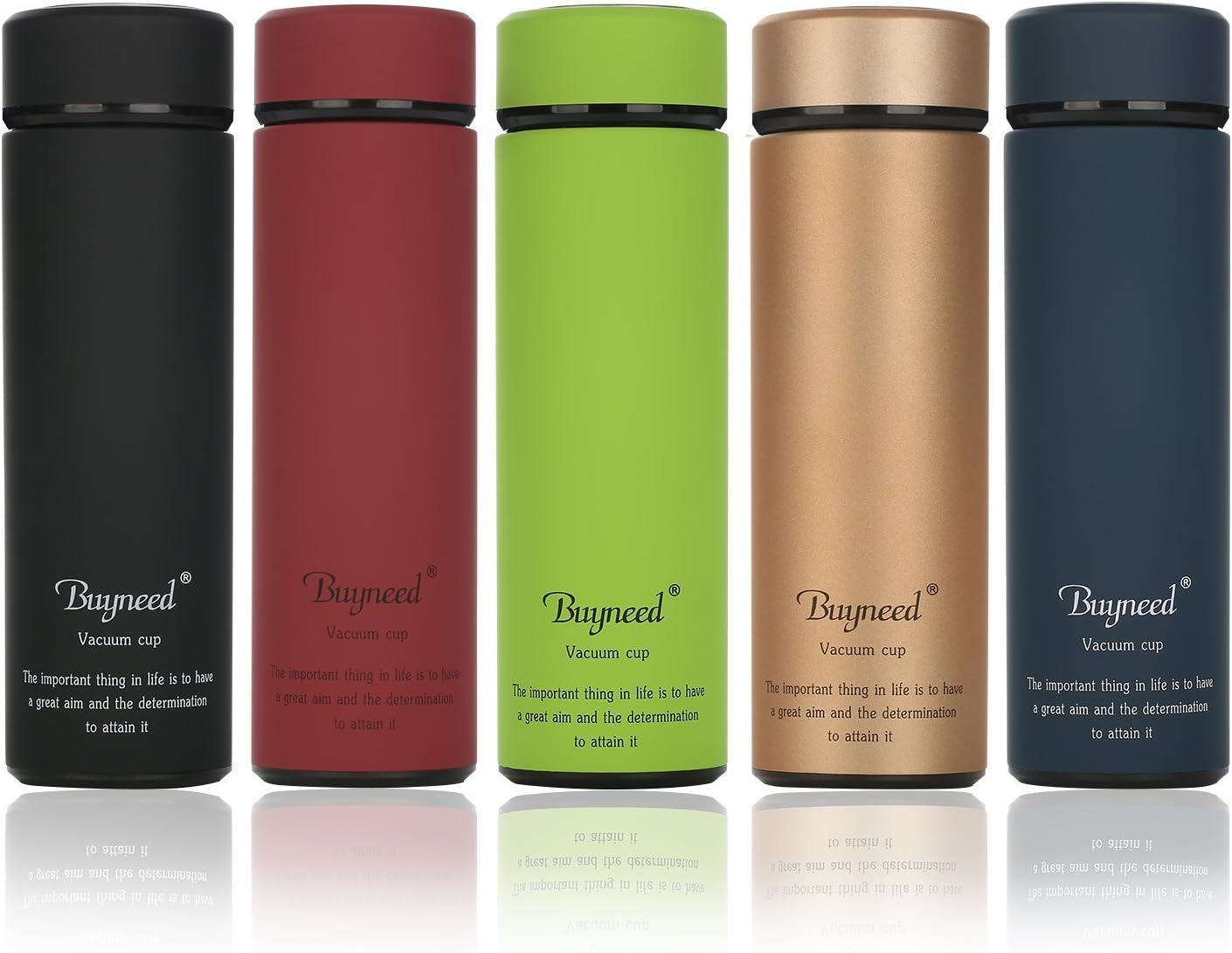 BUYNEED Double Wall Vacuum Insulated Travel Mug 16 oz-Stainless Steel Loose Leaf Tea Infuser with Strainer - Coffee Tumbler- Fruit and Juice Infused,Leak-Proof Cup Lid, Portable Water Bottle,Green