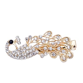 Amazon Com 4 52cm 1pcs Crystal Peacock Diamond Hairpins Barrette
