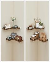 VASAGLE Floating Shelves Set of 2 L-Shaped Corner Shelves Rustic Brown Black view 8