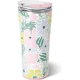 Swig Life 22oz Insulated Tumbler, Travel Coffee Tumbler with Lid, Cup Holder Friendly Travel Coffee Mug, Stainless Steel (Garden Party)