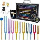 Hugbow 10 PCS Unweighted Tuning Fork for Healing Set, Multi-Color Chakra Tuning Forks, Lead-Free Aluminum Alloy Solfeggio Tuning Forks with Activator &amp; feet (174-963Hz), Sound Healing
