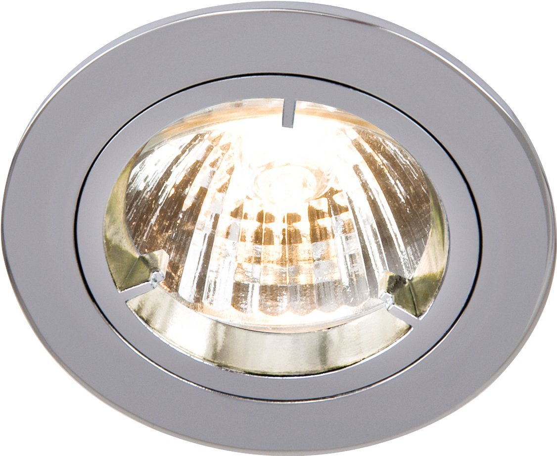 Knightsbridge IP20 230V/12V GU10/MR16 Chrome Recessed Fixed Twist & Lock Downlight, Aluminium RD1C