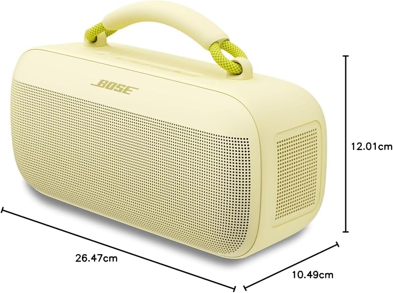 Soundlink Max, Enceinte Bluetooth étanche, et puissante Rechargeable avec Jusqu’à 20 Heures d’autonomie, USB-C, Enceinte avec entrée auxiliaire 3,5 mm intégrée, Jaune Citron - édition limitée