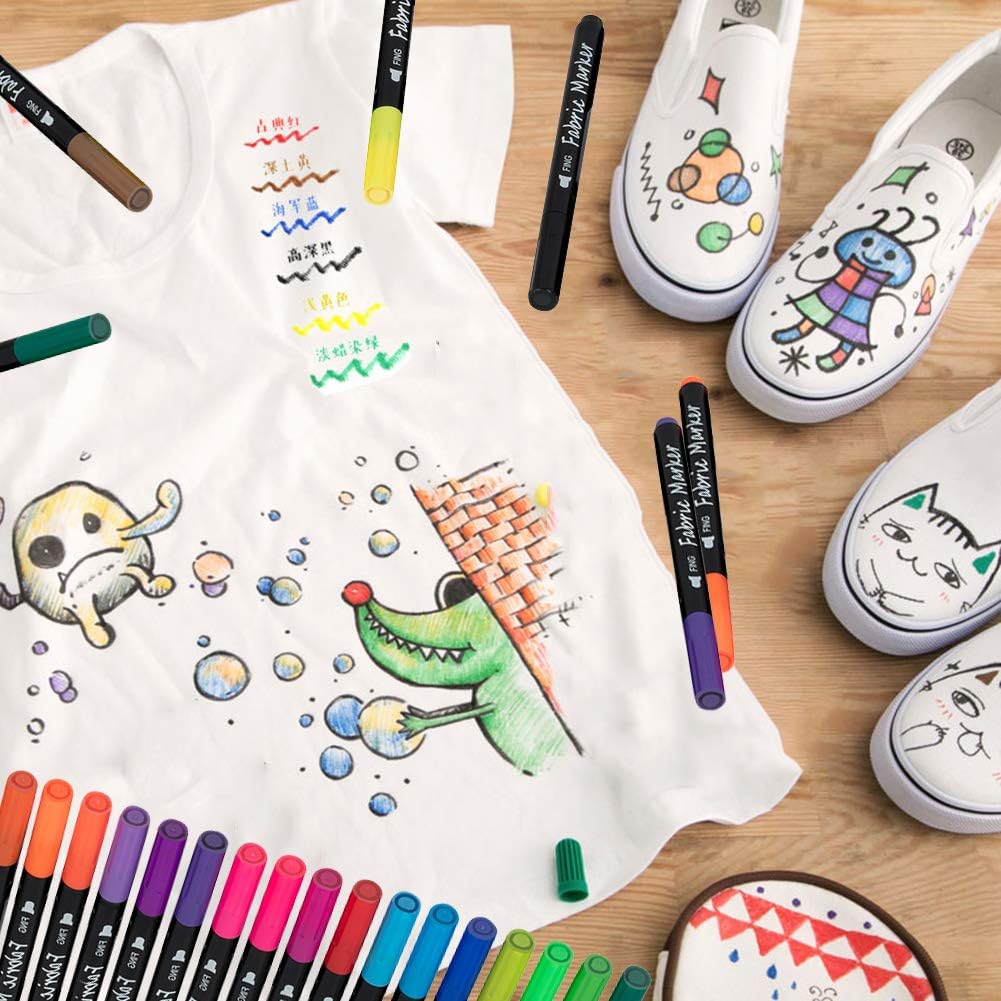 24 Fabric Pens Permanent for Clothes White T Shirt Design Kit Canvas Tote Bag Pillowcases Plain Cotton Bags Shoes Baby Shower Games - Image 4