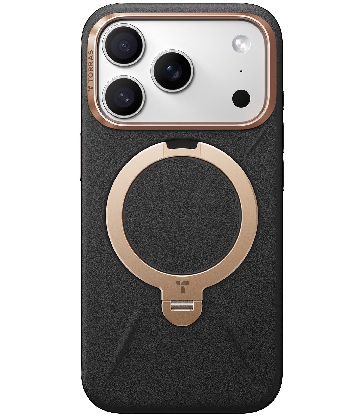 TORRAS 17 Pro Case, New Sensation Leather / Skin Touch, Ring Stand, MagSafe Compatible, Ostand Q3 Leather Tone, 360° Rotation, Supports Both Vertically and Horizontally, Built-in Magnet, Leather