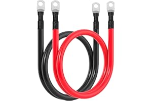 GOPAYIA 1/0 AWG Battery Cable 1/0AWG Gauge Battery Inverter Cables for Automotive Solar Marine Boat RV Car Motorcycle (1/0 AWG, 3FT, 3/8")